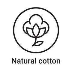 Natural cotton icon. Vector line symbol for a website, product card, presentation and mobile app, packaging or instruction. Editable outline sign