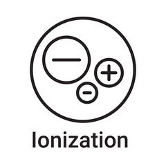 Ionization icon. Vector line symbol for a website, product card, presentation and mobile app, packaging or instruction. Editable outline sign