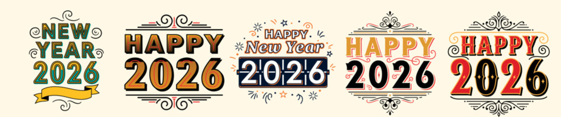 Vintage Ornamental Happy 2026 New Year