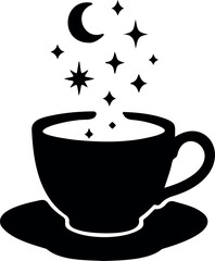 Magical Teacup Silhouette Vector &ndash; Dreamy Celestial Concept