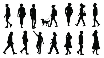 Silhouettes of people for digital model of architecture and urbanism Vector illustration
