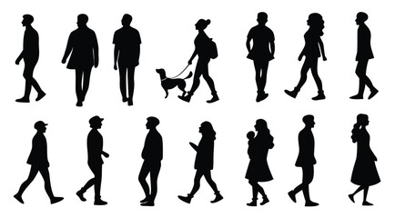 Obraz premium Silhouettes of people for digital model of architecture and urbanism Vector illustration 