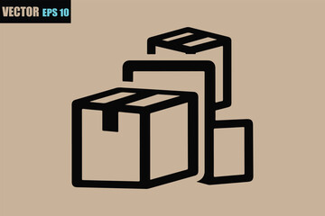 Stacked delivery packages outline vector icon for shipping logistics