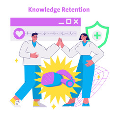 High Five for Knowledge Retention Vector Illustration
