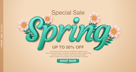 Spring text effect design template for social media posts