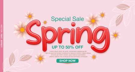 Spring with editable text effect and floral decoration