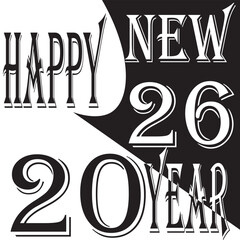 Modern Black White Happy New Year background