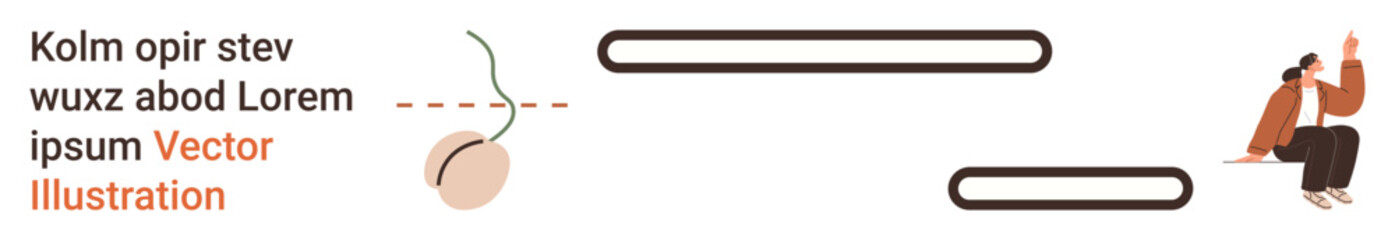 Obraz premium Online communication, creativity, design layouts, minimalist , personal connections, digital interactions. Abstract visual with circular element, text and a seated person. Online communication