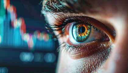 Insightful Investor: A close-up view of an eye, reflecting the intense focus and analytical depth required in financial markets.