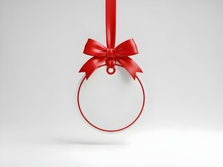 Elegant blank white gift certificate, beautifully adorned with a vibrant red ribbon, offering a perfect customizable solution for any festive occasion