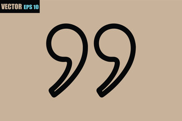 A simple hand drawn style illustration of two black quotation marks on a textured beige background