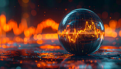 Market's Insight: A captivating image showing a transparent sphere illuminated with data visualizations, suggesting insights into market trends and the global financial landscape. 