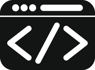 Browser window icon displaying code tags, representing web development and programming