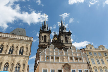 Prague, Czech Republic: A view of the city on a cloudy summer day