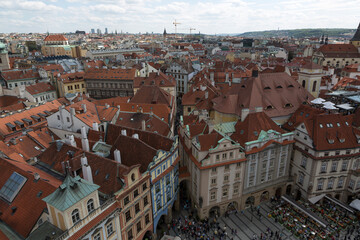 Prague, Czech Republic: A view of the city on a cloudy summer day