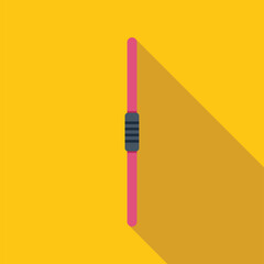 Baton featuring a center grip and long shadow on a yellow background
