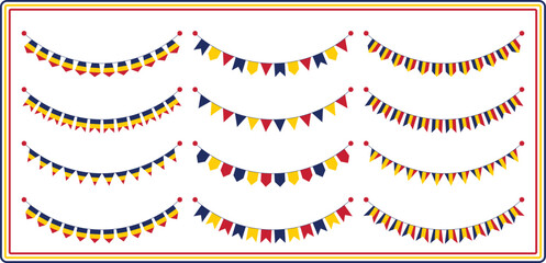 Chad Flag Bunting Banner Set - Chadian National Colors Garland Vector Collection