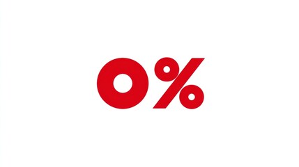 Bold red numeral "0" followed by a percentage sign, all against a bright white backdrop