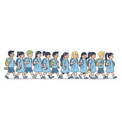 Obraz premium A rhythmic procession of young students marching onwards their educational journey together