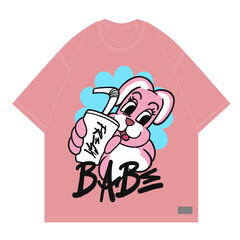rabbit girl holding fresh drink for girly design clothing