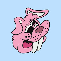 rabbit head with 3 eyes unique design for clothing and merch print