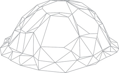 Geometric dome structure with wireframe design on a clean white background style © Taha