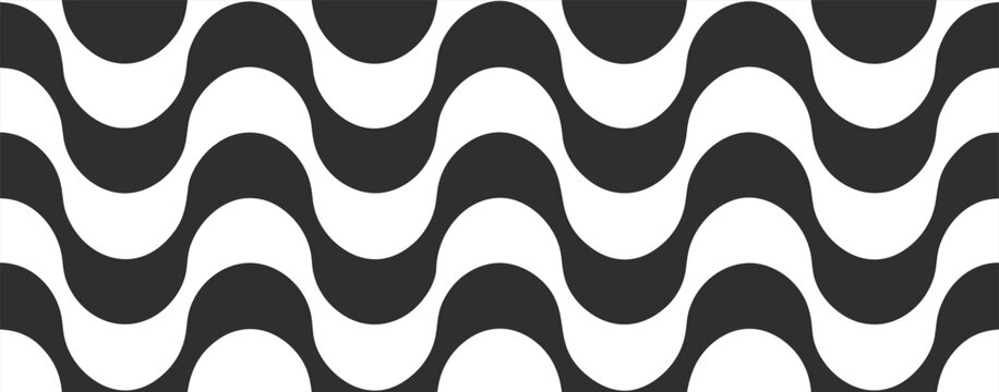 Copacabana beach sidewalk, black and white geometric artistic seamless pattern