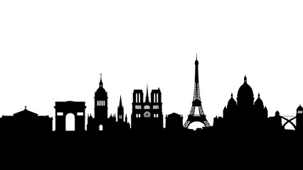 Fototapeta premium Stunning black and white silhouette captures the iconic landmarks of the Paris skyline instantly recognizable worldwide