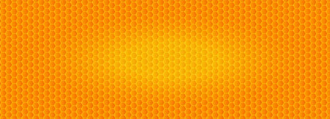 Orange Honeycomb Pattern Texture, Golden Hexagon Background. Beehive Hexagonal Pattern for Bio Natural Medical Product, Food Packaging, Cosmetic and Beauty. Vector Backdrop.