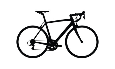 Fototapeta premium Sleek black road bicycle silhouette on white background