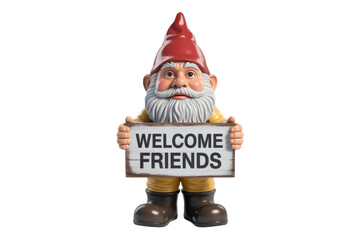 Garden Gnome Holding Welcome Sign