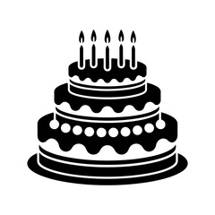 Vector illustration of a birthday cake with candle isolated on transparent background