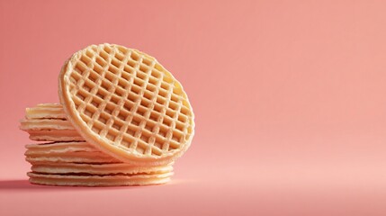 Minimalist waffle segment on pastel coral backdrop