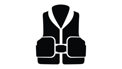 Simple black and white illustration of a life vest or safety jacket