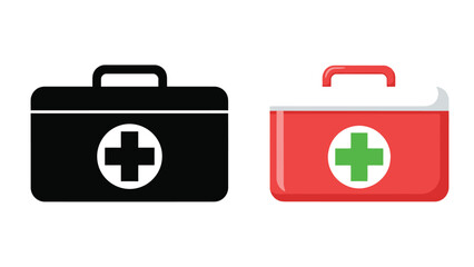 Two first aid kits one black and one red with white accents