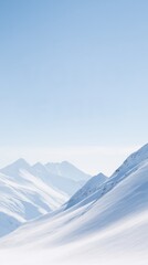 Skiers Carving Snowy Peak Adventurous skiers gracefully descend pristine, snow-covered mountain slope bright, expansive sky, capturing