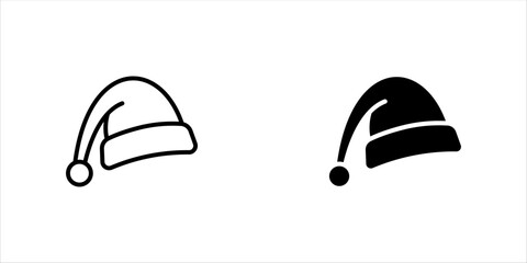 Santa hat icon set, Santa Claus Christmas hat icon, editable stroke, flat design style isolated on white linear pictogram, button, vector, sign, symbol, logo, illustration, eps10.