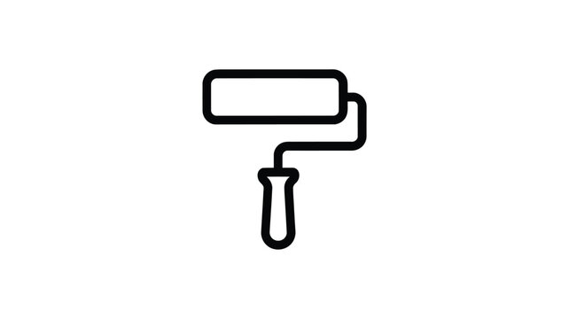 Simple outline icon of a paint roller tool for home improvement and renovation projects