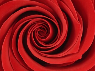 Close-up of a vibrant red rose, showing the delicate petals in a spiral formation