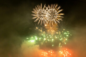 Colorful fireworks display at night