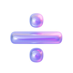 Holographic glossy 3D division symbol in purple gradient.
