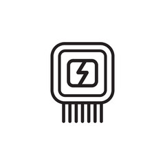 Energy Efficient Microchip Icon with Power Symbol
