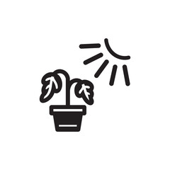 Wilting Plant Icon Under Sunlight Symbol for Heat Stress and Drying
