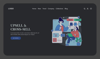 Upsell and Cross-Sell Vector Illustration with Characters