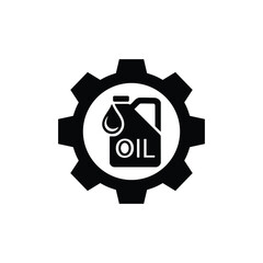 Engine Oil Icon Inside Gear Symbol for Maintenance and Lubrication
