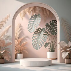 Golden Metallic Podium with Luxury Reflections