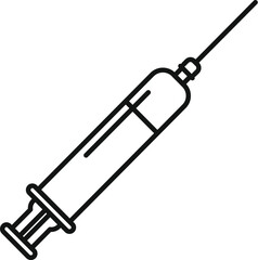 Syringe with needle outline icon illustrating vaccination and medical treatment
