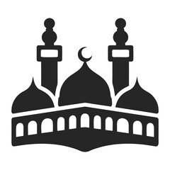 Black silhouette of a mosque with domes and minarets © KhandokerMehedi