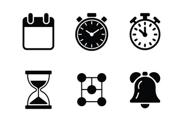 Collection of icons representing time management and scheduling