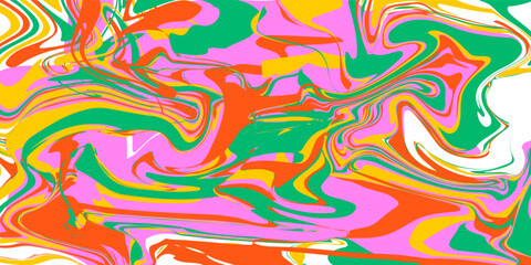 Retro set colorful psychedelic horizontal  backgrounds in style 60s, 70s. Trendy abstract hand drawn waves. Vector illustration